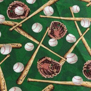 Green Baseball Themed Fabric